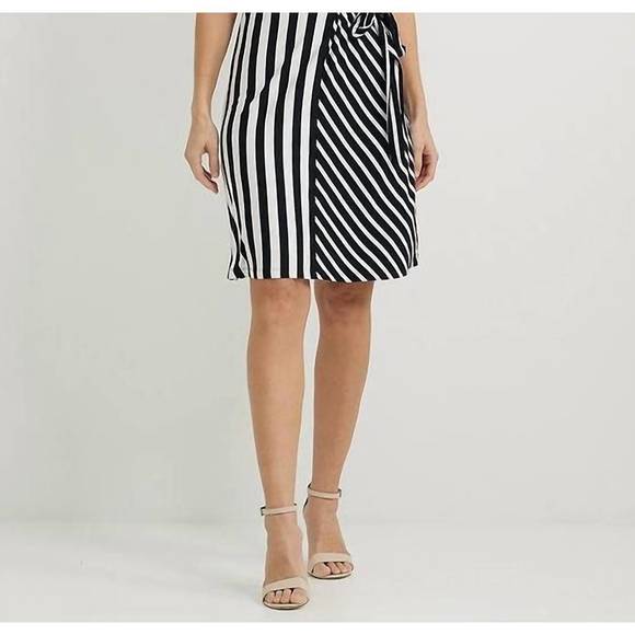 NEW JOSEPH RIBKOFF mixed stripe dress in midnight blue/white - Picture 3 of 3